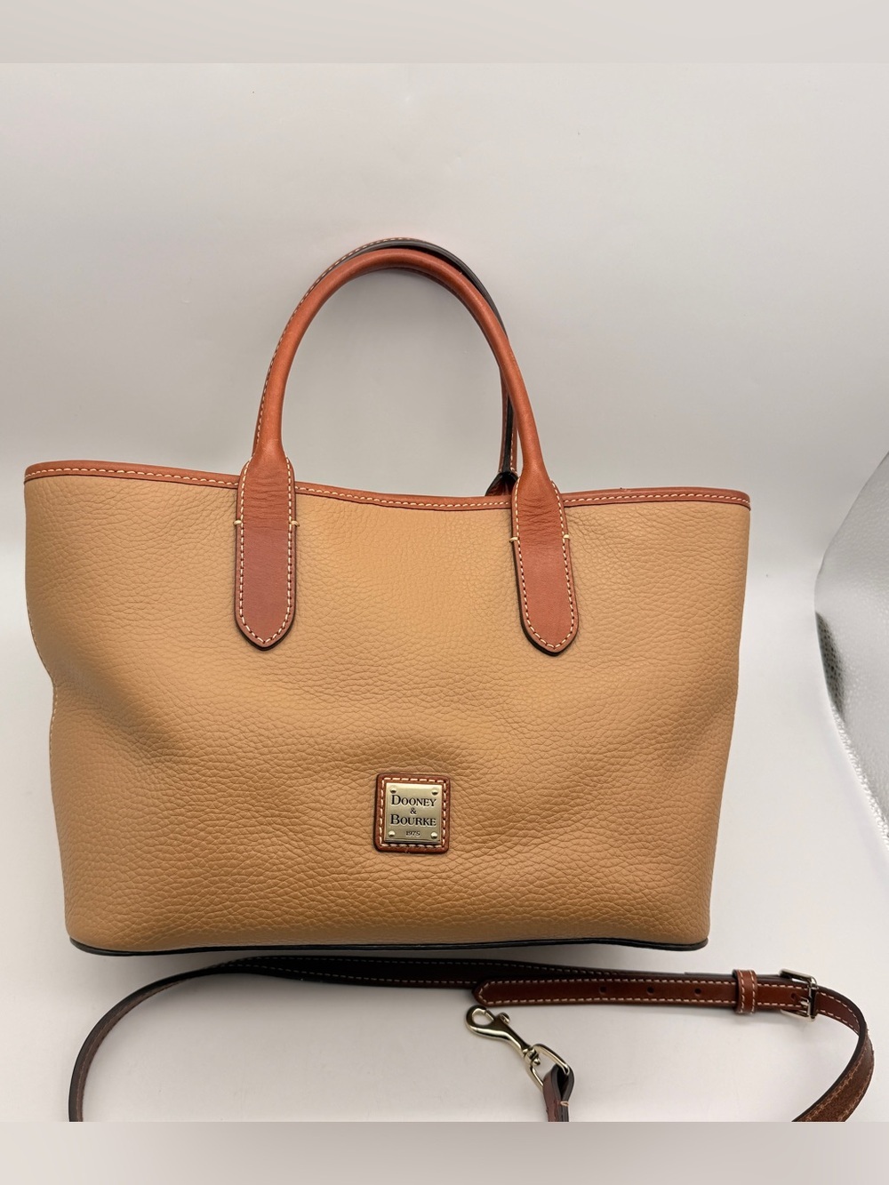 Dooney & Bourke Pebble Leather Brielle Satchel Tote Bag Caramel Brown NWOT - Picture 3 of 15